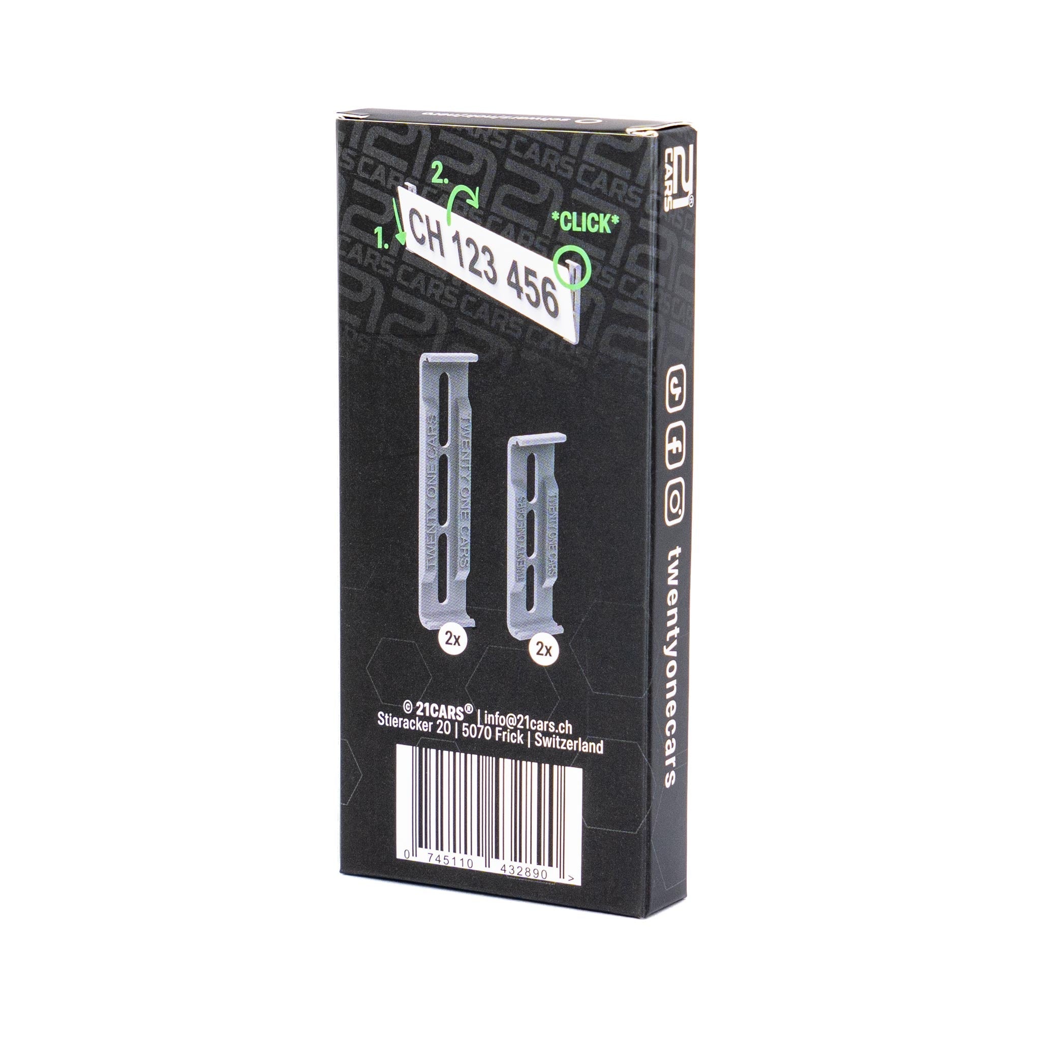 Support de plaque cliquez voiture | ultra-compact | format long